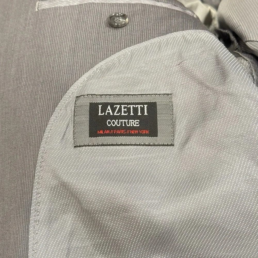 Lazetti Couture Men's Blazer Size 42R Gray Wool Sport Coat Notch Lapel